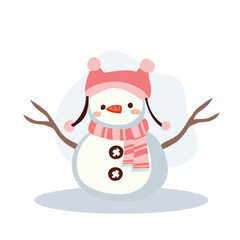 Cute Snowman in Winter Outfit. Perfect for Holiday and Festive Winter Scenes