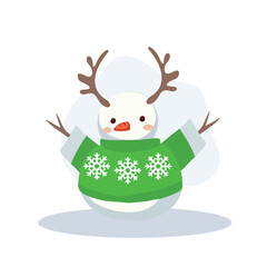 Cute Snowman in Winter Outfit. Perfect for Holiday and Festive Winter Scenes