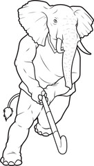 Elephant Hockey Hockey stick Animal Vector Graphic Art Illustration