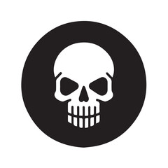 minimalist style melting human skull simple clean enclosed in a circle illustration for logo tattoo business purpose black stamp isolated on white vector icon for branding high quality print