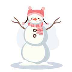 Cute Snowman in Winter Outfit. Perfect for Holiday and Festive Winter Scenes
