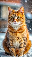 Cat with snow