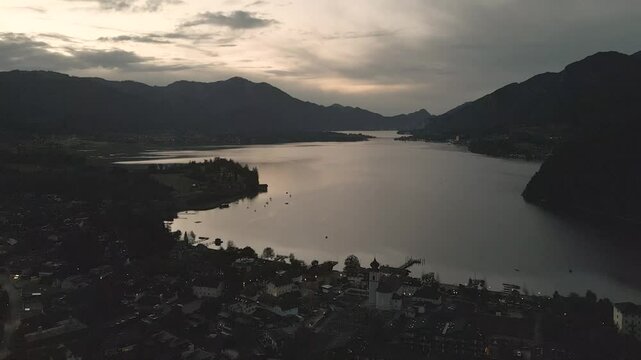 Aerial Salzburg Wolfgangsee Night