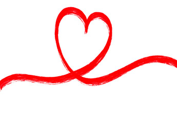red heart line isolated on white