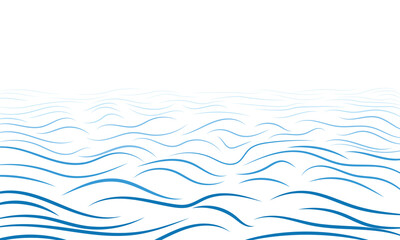 Hand drawn illustration of wavy blue sea surface