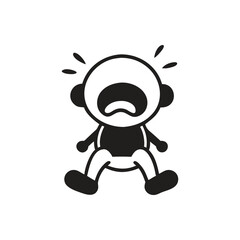 Baby Crying infant with tears icon on white background
