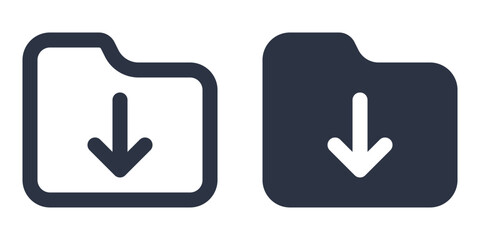 Folder with Download Arrow simple icons set designed in filled, outline, line and stroke style