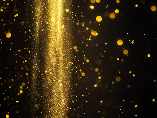 Nighttime explosion of bright gold and glittering light against a dark sky, creating a festive, winter wonderland feel