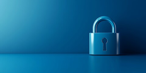 Blue padlock on blue background.