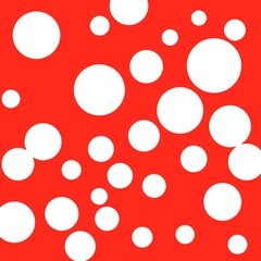 Naklejka premium White circles on a red background. Abstract background with white circles on a red background. Beautiful bright background.