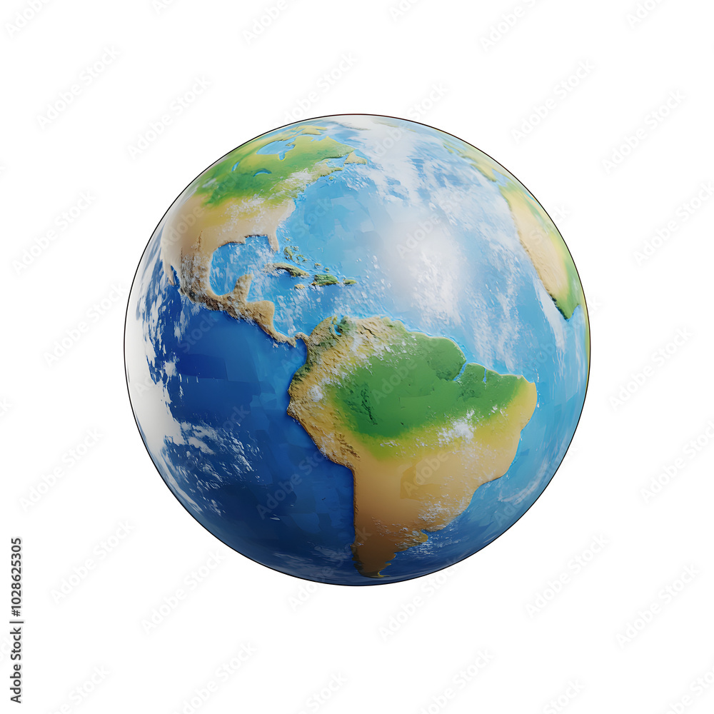 Sticker Earth globe 3d icon cartoon style floating on transparency background PNG