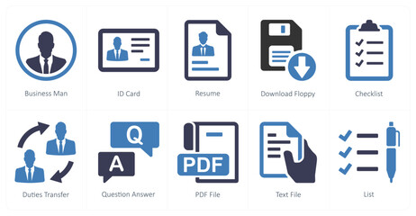 A set of 10 mix icons as businessman, id card, resume