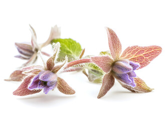 a group of flowers with leaves

