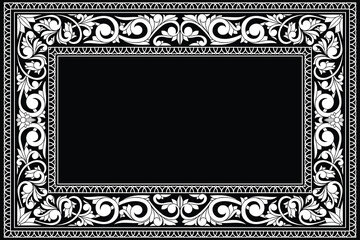 Obraz premium Decorative monochrome ornate retro floral blank card