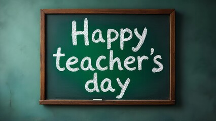 Happy Teacher's Day Inscription on Green Chalkboard - School Celebration Stock Image