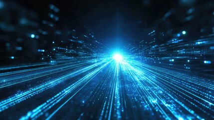 Futuristic Blue Light Rays in Dark Space