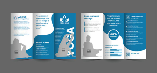 Yoga studio trifold brochure design template