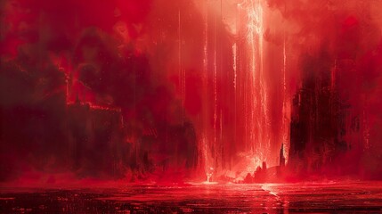 Fototapeta premium Red Cityscape: A Digital Fantasy