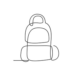 Bag pack One continuous single line hand drawn isolated background