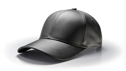 Fototapeta premium Panoramic black baseball cap with realistic shadow