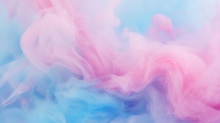 A dreamy abstract image of soft pastel clouds blending pink and blue hues, creating a serene and ethereal atmosphere.