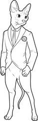 Sphynx Cat Groom Jacket Wedding Animal Vector Graphic Art Illustration