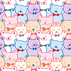 Seamless Pattern of Cute Cartoon Bear Illustration