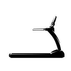 Treadmil icon, isolated vector silhouette, ink drawing, side view. Sports equipment