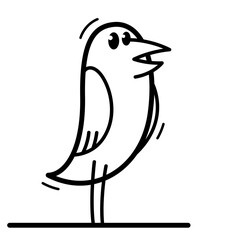 Little cute bird standing and looking funny cartoon flat vector illustration isolated on white.