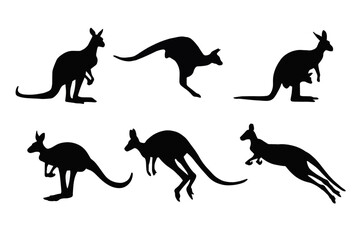 set of kangaroo silhouettes