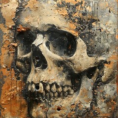 Fototapeta premium Distressed Skull: A Grunge Abstract Painting