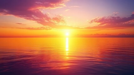 Fototapeta premium Serenity of Sunset Over Calm Ocean Waters