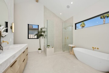 Interior design of a modern bathroom