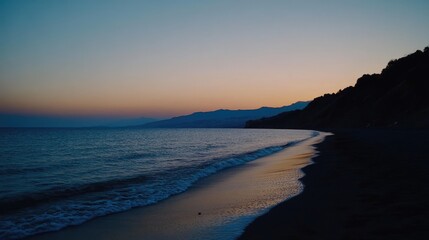 Serene Coastal Sunset Over Quiet Ocean Shoreline