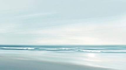 Obraz premium Serene Coastal Waters with Soft Waves and Tranquil Sky