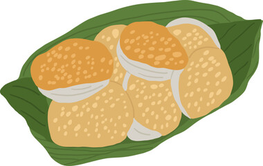 Thai coconut pancakes in banana leaf cup