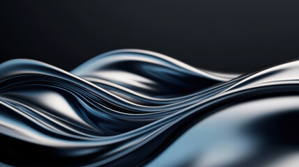 Fototapeta premium Smooth liquid metal waves create mesmerizing visual effect in dark tones