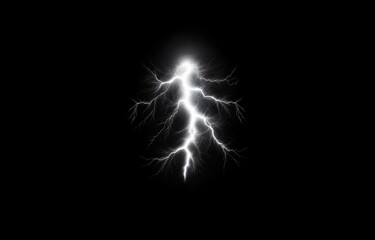 A single white lightning bolt stretches across a black background.