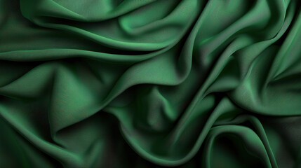 Fototapeta premium Rich emerald green fabric folds create dynamic and elegant texture