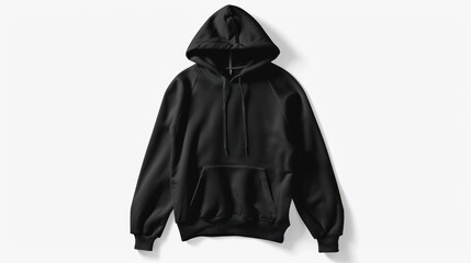 Black Hoodie with Drawstring and Pocket