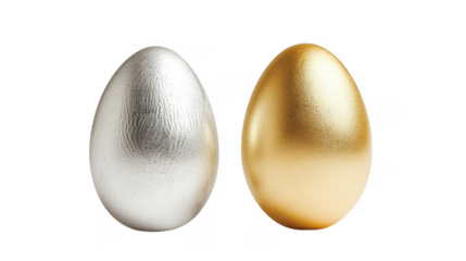 Golden and silver eggs on Easter Day Isolated transparent background image