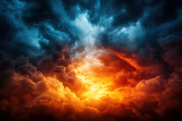 Fototapeta premium Dramatic clouds with orange and blue hues