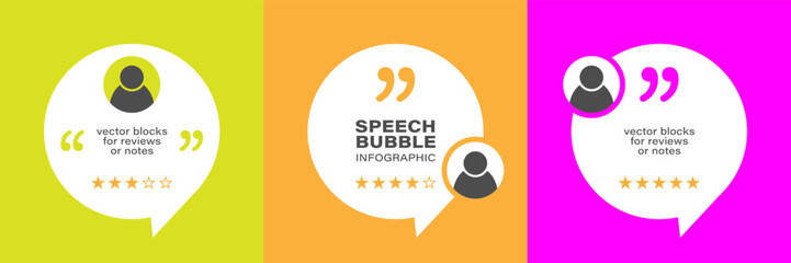 3D bubble testimonial banner, quote, infographic. Social media post template designs for quotes. Empty speech bubbles, quote bubbles and text box 