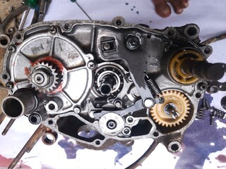 Motorcycle or motorbike engine small motorcycle maintenance Background.