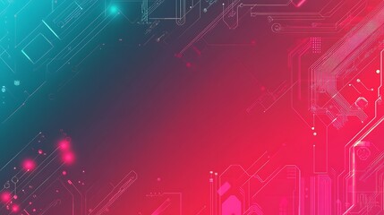Obraz premium Abstract background with glowing pink and blue lines on a gradient background.