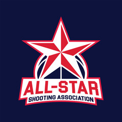 All-Stars basketball sports team logo with editable text, sports logo design template vector

