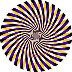 Optical illusion circle of moving colorful stripes. Circular template for motion background design.