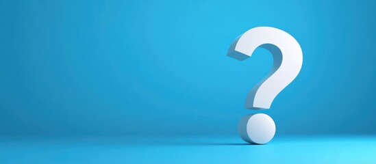 Naklejka premium 3D question mark on a vibrant blue background representing curiosity, inquiry, and mystery