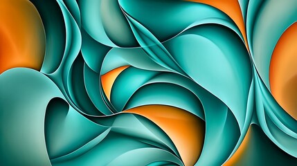 Abstract background with teal and orange flowing lines.