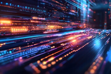 Fototapeta premium Abstract digital business solutions concept with glowing data streams and futuristic technology visuals.